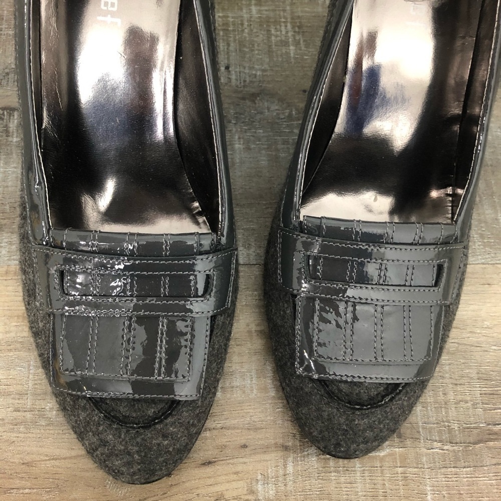 Jon Josef Gray Fabric Patent Leather Dress Pumps Size 8.5 - Picture 6 of 10